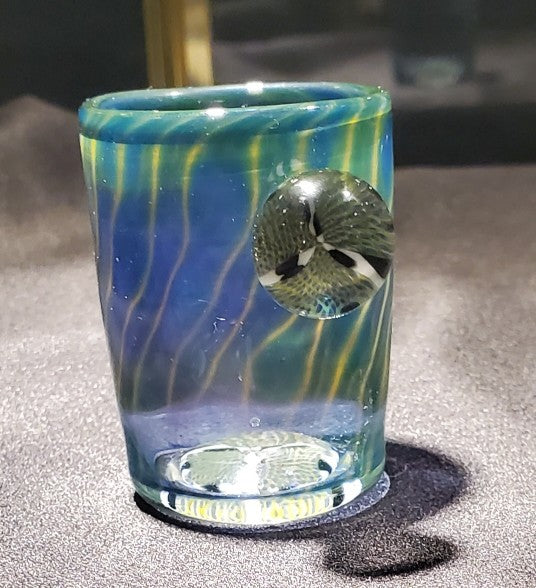 Steezy Glass Creations - Blue and Green Shot Glass